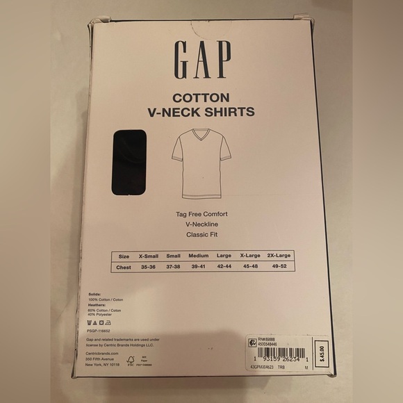 Gap Men’s 3 Pack Cotton V-Neck Undershirts Tee T-Shirt Tagless Black Size Medium - Picture 4 of 4